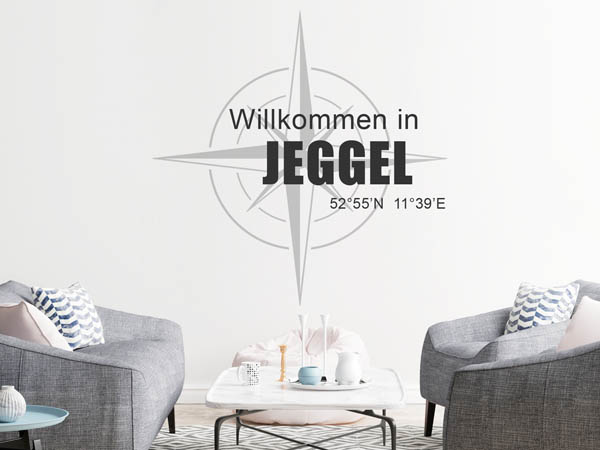 Wandtattoo Willkommen in Jeggel mit den Koordinaten 52°55'N 11°39'E
