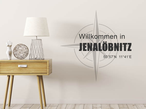 Wandtattoo Willkommen in Jenalöbnitz mit den Koordinaten 50°57'N 11°41'E