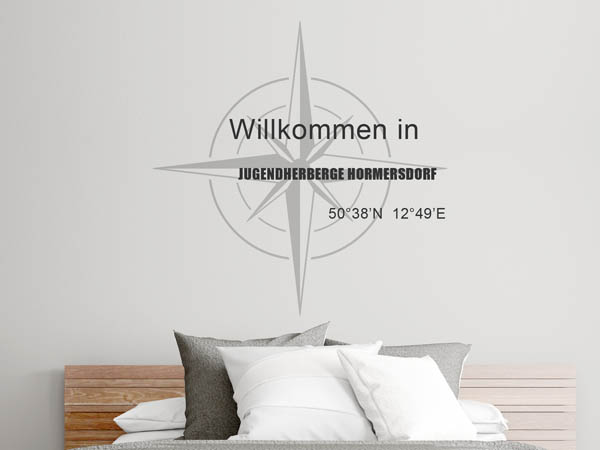 Wandtattoo Willkommen in Jugendherberge Hormersdorf mit den Koordinaten 50°38'N 12°49'E