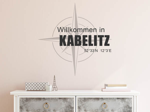 Wandtattoo Willkommen in Kabelitz mit den Koordinaten 52°33'N 12°3'E