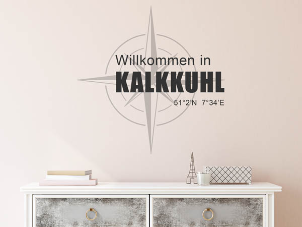 Wandtattoo Willkommen in Kalkkuhl mit den Koordinaten 51°2'N 7°34'E