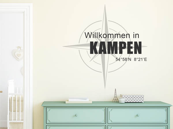 Wandtattoo Willkommen in Kampen mit den Koordinaten 54°58'N 8°21'E