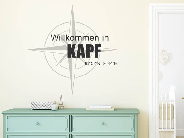 Wandtattoo Willkommen in Kapf mit den Koordinaten 48°52'N 9°44'E