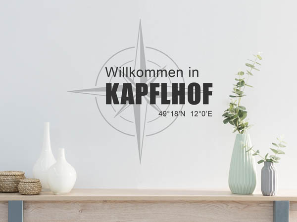 Wandtattoo Willkommen in Kapflhof mit den Koordinaten 49°18'N 12°0'E