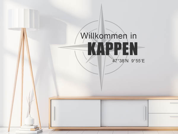 Wandtattoo Willkommen in Kappen mit den Koordinaten 47°38'N 9°55'E