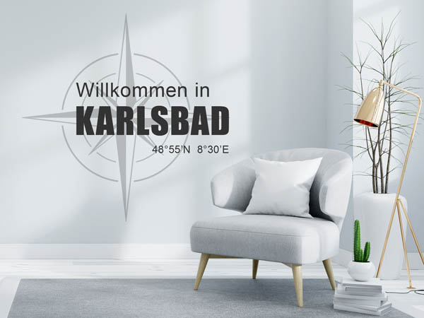 Wandtattoo Willkommen in Karlsbad mit den Koordinaten 48°55'N 8°30'E