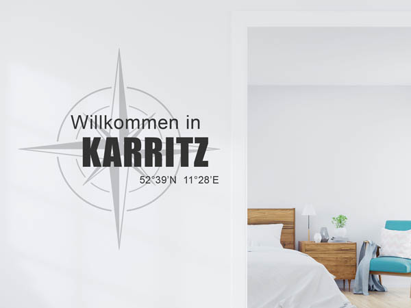 Wandtattoo Willkommen in Karritz mit den Koordinaten 52°39'N 11°28'E