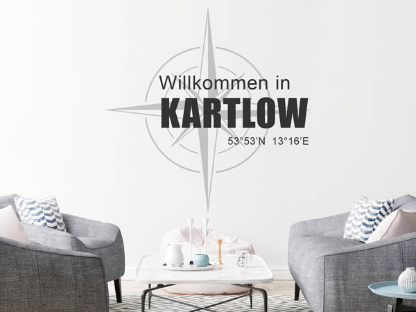 Wandtattoo Willkommen in Kartlow mit den Koordinaten 53°53'N 13°16'E