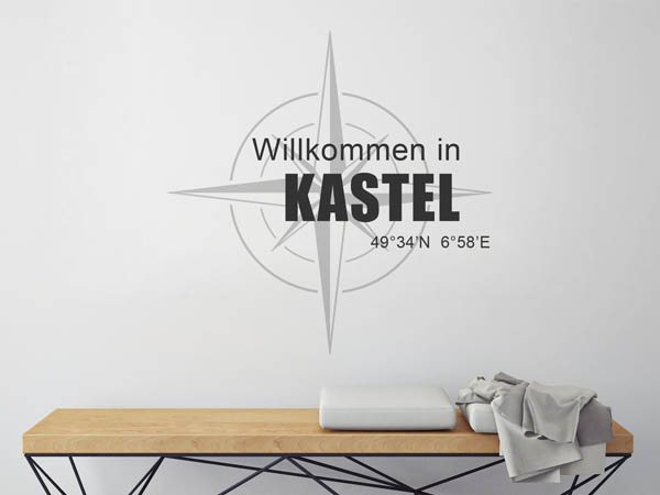 Wandtattoo Willkommen in Kastel mit den Koordinaten 49°34'N 6°58'E