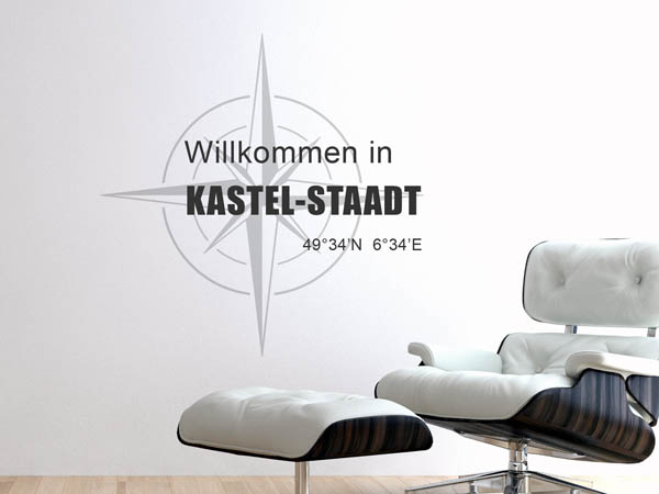 Wandtattoo Willkommen in Kastel-Staadt mit den Koordinaten 49°34'N 6°34'E