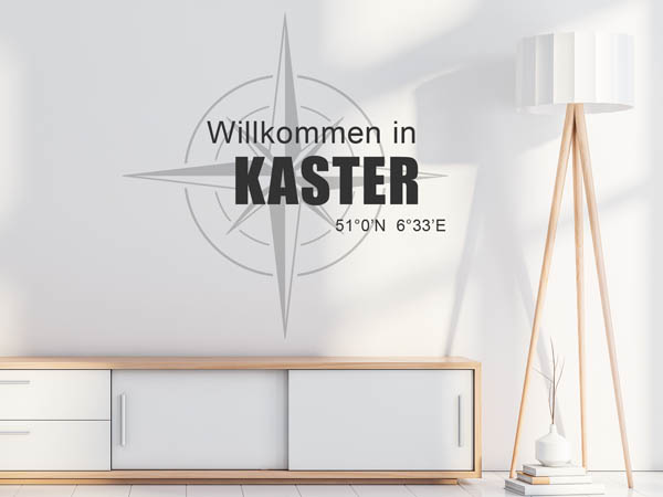 Wandtattoo Willkommen in Kaster mit den Koordinaten 51°0'N 6°33'E