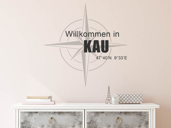 Wandtattoo Willkommen in Kau mit den Koordinaten 47°40'N 9°33'E