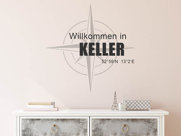 Wandtattoo Willkommen in Keller mit den Koordinaten 52°59'N 13°2'E