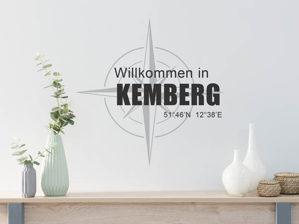 Wandtattoo Willkommen in Kemberg mit den Koordinaten 51°46'N 12°38'E