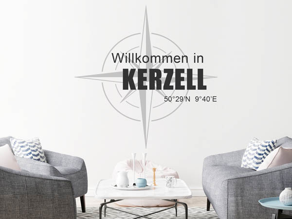 Wandtattoo Willkommen in Kerzell mit den Koordinaten 50°29'N 9°40'E