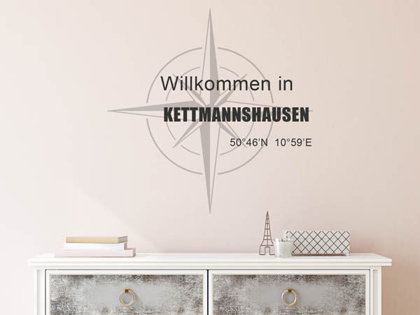 Wandtattoo Willkommen in Kettmannshausen mit den Koordinaten 50°46'N 10°59'E