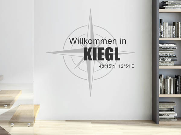 Wandtattoo Willkommen in Kiegl mit den Koordinaten 48°15'N 12°51'E