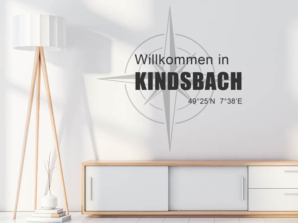 Wandtattoo Willkommen in Kindsbach mit den Koordinaten 49°25'N 7°38'E