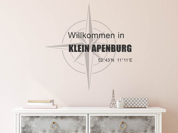 Wandtattoo Willkommen in Klein Apenburg mit den Koordinaten 52°43'N 11°11'E