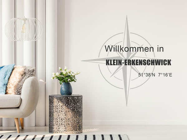 Wandtattoo Willkommen in Klein-Erkenschwick mit den Koordinaten 51°38'N 7°16'E