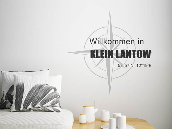 Wandtattoo Willkommen in Klein Lantow mit den Koordinaten 53°57'N 12°19'E