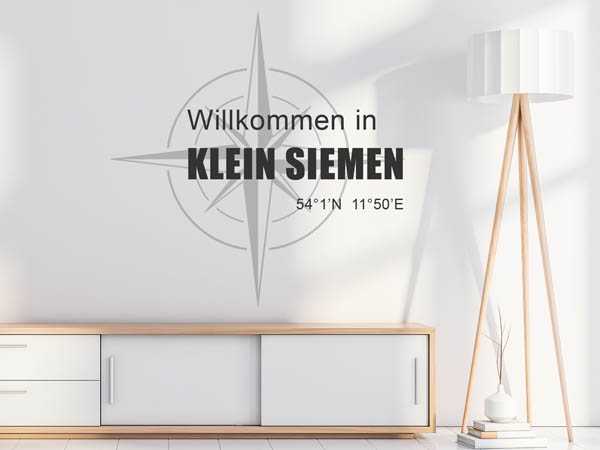 Wandtattoo Willkommen in Klein Siemen mit den Koordinaten 54°1'N 11°50'E