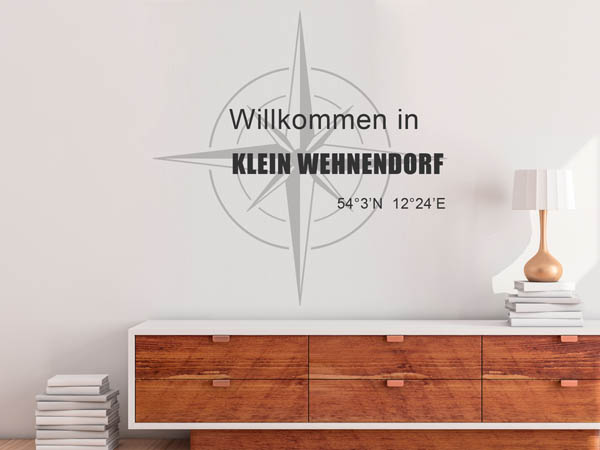 Wandtattoo Willkommen in Klein Wehnendorf mit den Koordinaten 54°3'N 12°24'E