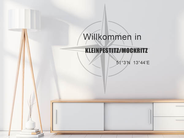 Wandtattoo Willkommen in Kleinpestitz-Mockritz mit den Koordinaten 51°3'N 13°44'E