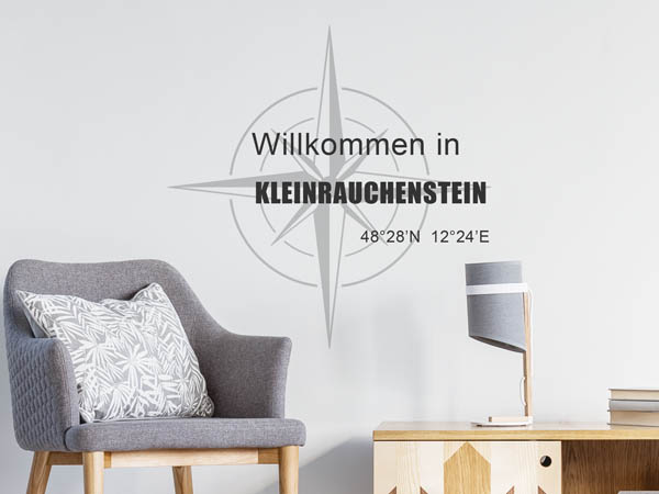 Wandtattoo Willkommen in Kleinrauchenstein mit den Koordinaten 48°28'N 12°24'E