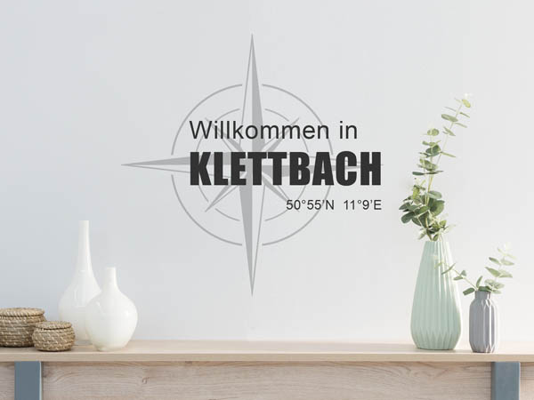 Wandtattoo Willkommen in Klettbach mit den Koordinaten 50°55'N 11°9'E