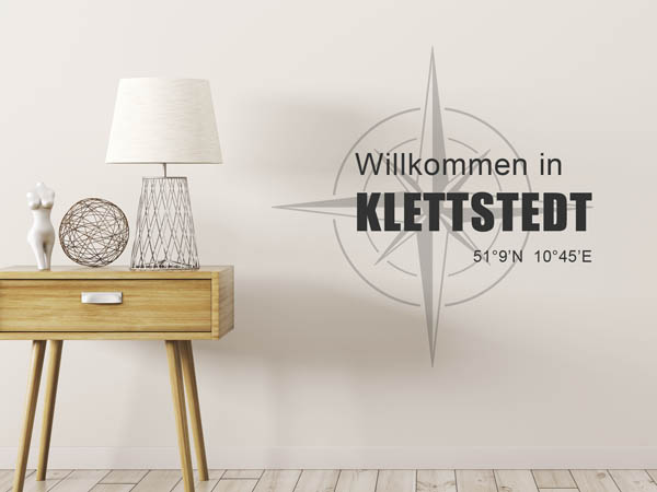 Wandtattoo Willkommen in Klettstedt mit den Koordinaten 51°9'N 10°45'E