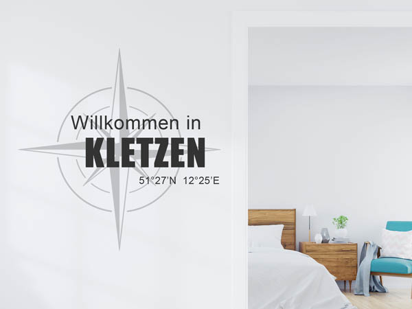 Wandtattoo Willkommen in Kletzen mit den Koordinaten 51°27'N 12°25'E