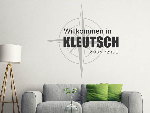 Wandtattoo Willkommen in Kleutsch mit den Koordinaten 51°48'N 12°18'E