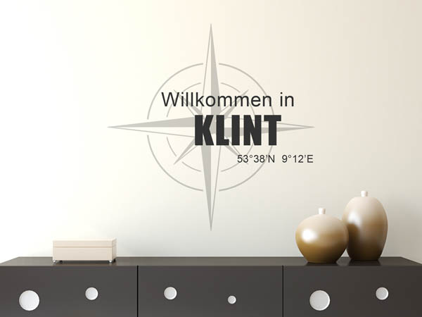 Wandtattoo Willkommen in Klint mit den Koordinaten 53°38'N 9°12'E