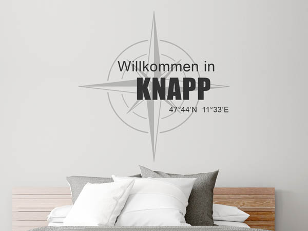 Wandtattoo Willkommen in Knapp mit den Koordinaten 47°44'N 11°33'E