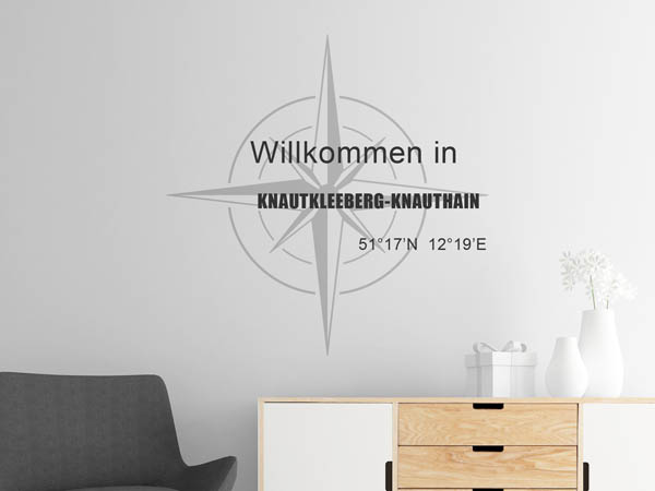 Wandtattoo Willkommen in Knautkleeberg-Knauthain mit den Koordinaten 51°17'N 12°19'E