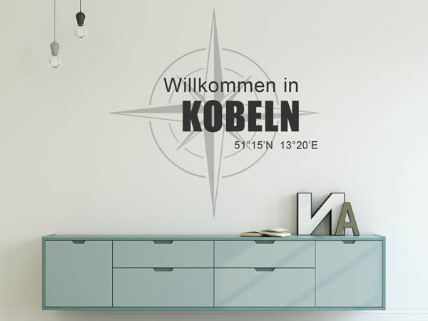 Wandtattoo Willkommen in Kobeln mit den Koordinaten 51°15'N 13°20'E