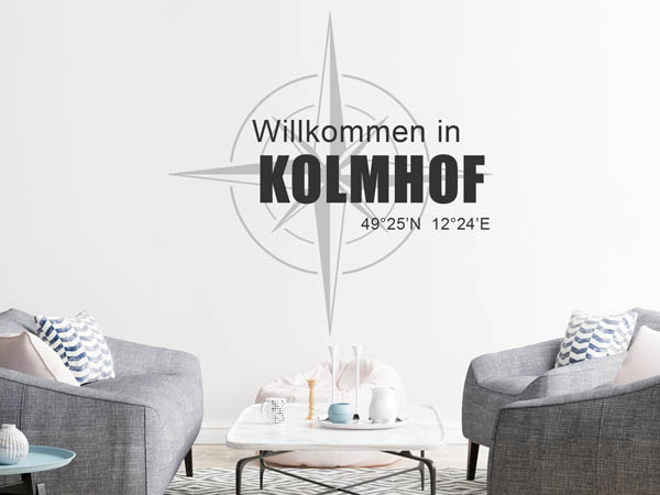 Wandtattoo Willkommen in Kolmhof mit den Koordinaten 49°25'N 12°24'E