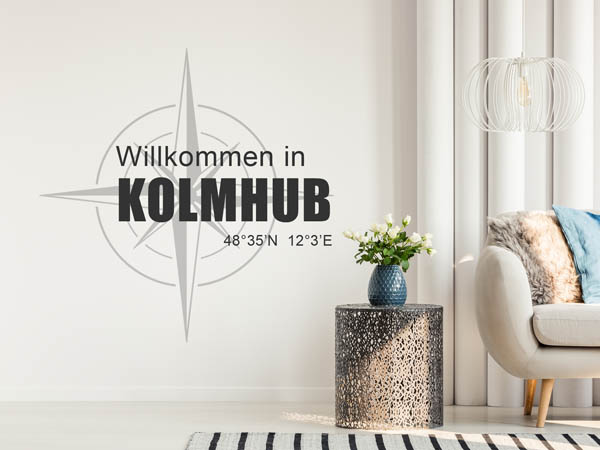 Wandtattoo Willkommen in Kolmhub mit den Koordinaten 48°35'N 12°3'E