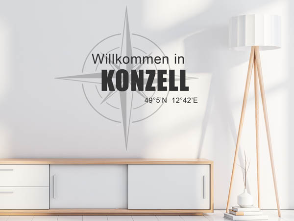 Wandtattoo Willkommen in Konzell mit den Koordinaten 49°5'N 12°42'E