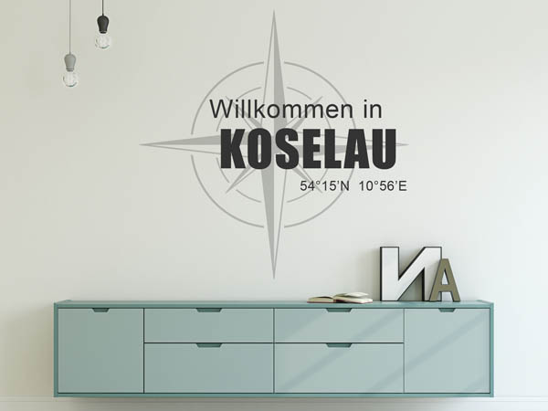 Wandtattoo Willkommen in Koselau mit den Koordinaten 54°15'N 10°56'E