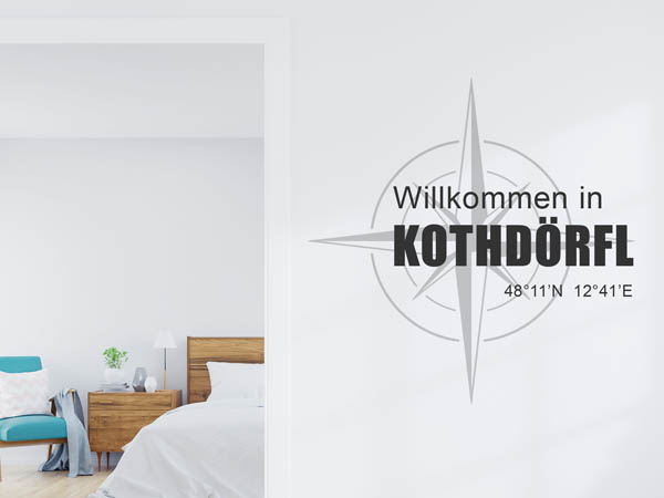 Wandtattoo Willkommen in Kothdörfl mit den Koordinaten 48°11'N 12°41'E