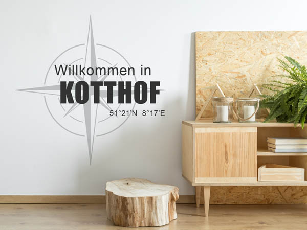 Wandtattoo Willkommen in Kotthof mit den Koordinaten 51°21'N 8°17'E