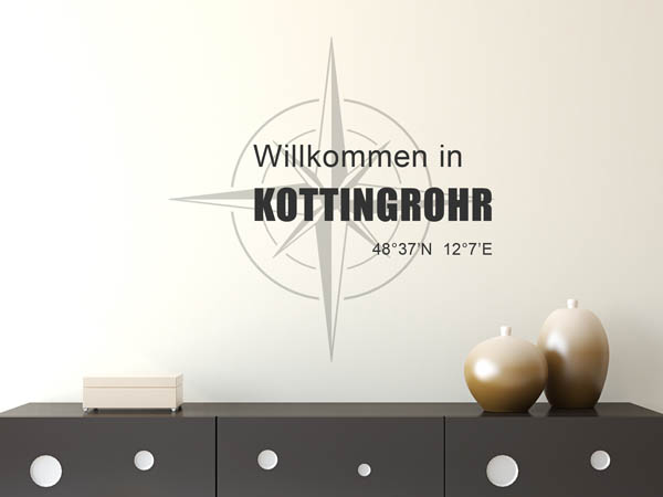 Wandtattoo Willkommen in Kottingrohr mit den Koordinaten 48°37'N 12°7'E