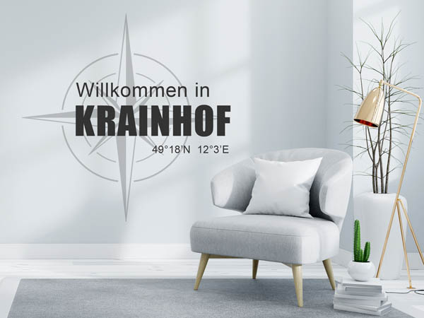 Wandtattoo Willkommen in Krainhof mit den Koordinaten 49°18'N 12°3'E