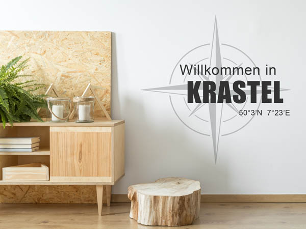 Wandtattoo Willkommen in Krastel mit den Koordinaten 50°3'N 7°23'E