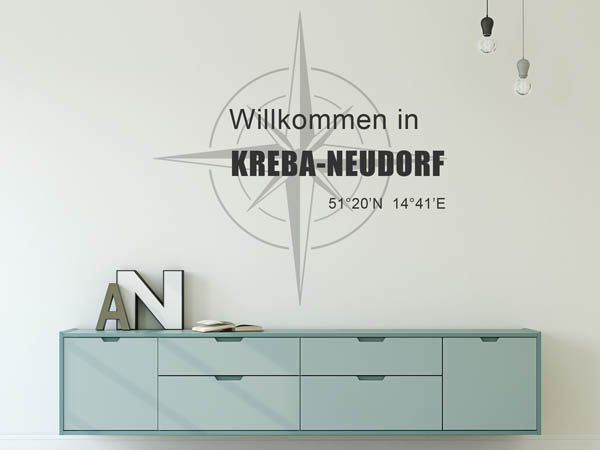 Wandtattoo Willkommen in Kreba-Neudorf mit den Koordinaten 51°20'N 14°41'E