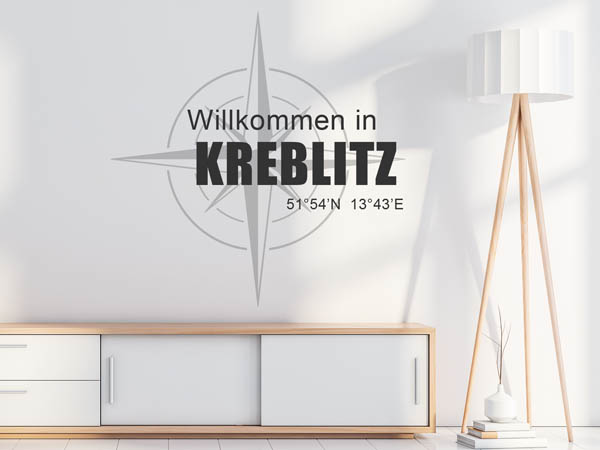 Wandtattoo Willkommen in Kreblitz mit den Koordinaten 51°54'N 13°43'E