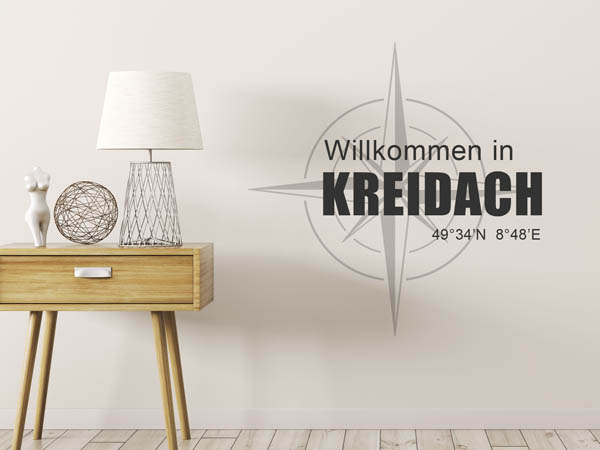 Wandtattoo Willkommen in Kreidach mit den Koordinaten 49°34'N 8°48'E