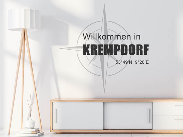 Wandtattoo Willkommen in Krempdorf mit den Koordinaten 53°49'N 9°28'E
